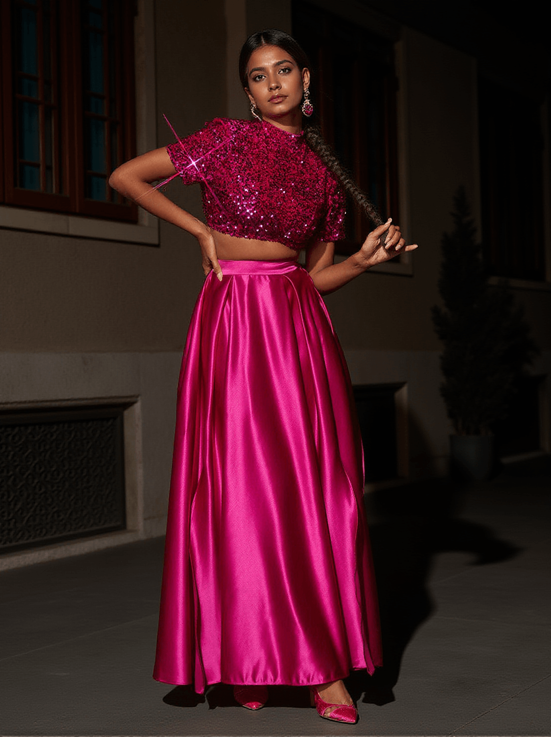 GINEBRA SHORT SLEEVE SPLIT SKIRT SET