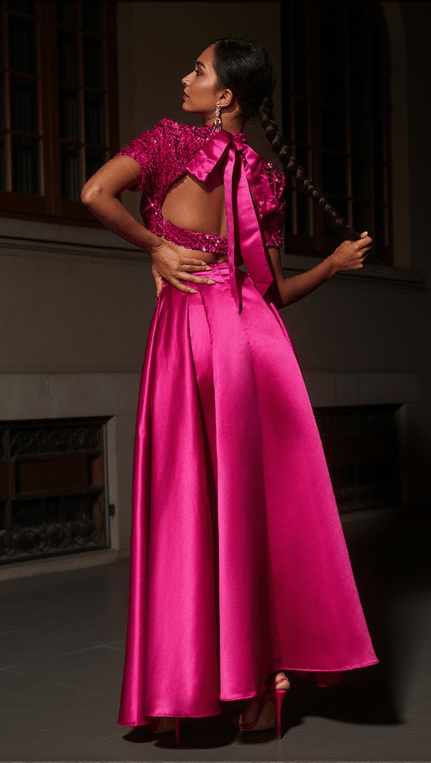 AIIZIE GINEBRA SHORT SLEEVE SPLIT SKIRT SET - product image