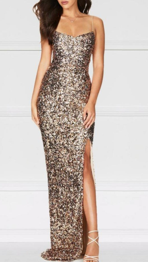AIIZIE SEQUINS CONDOLE BELT MIDI DRESS - product image