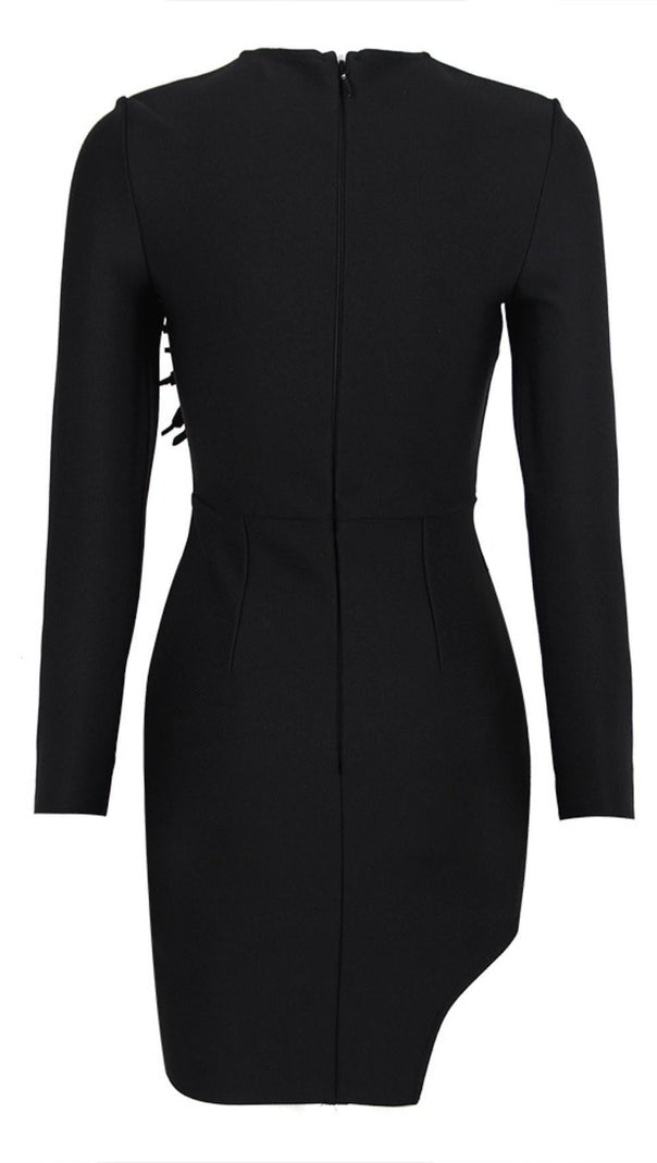 AIIZIE FLOWER LONG SLEEVE MINI BANDAGE DRESS IN BLACK - product image