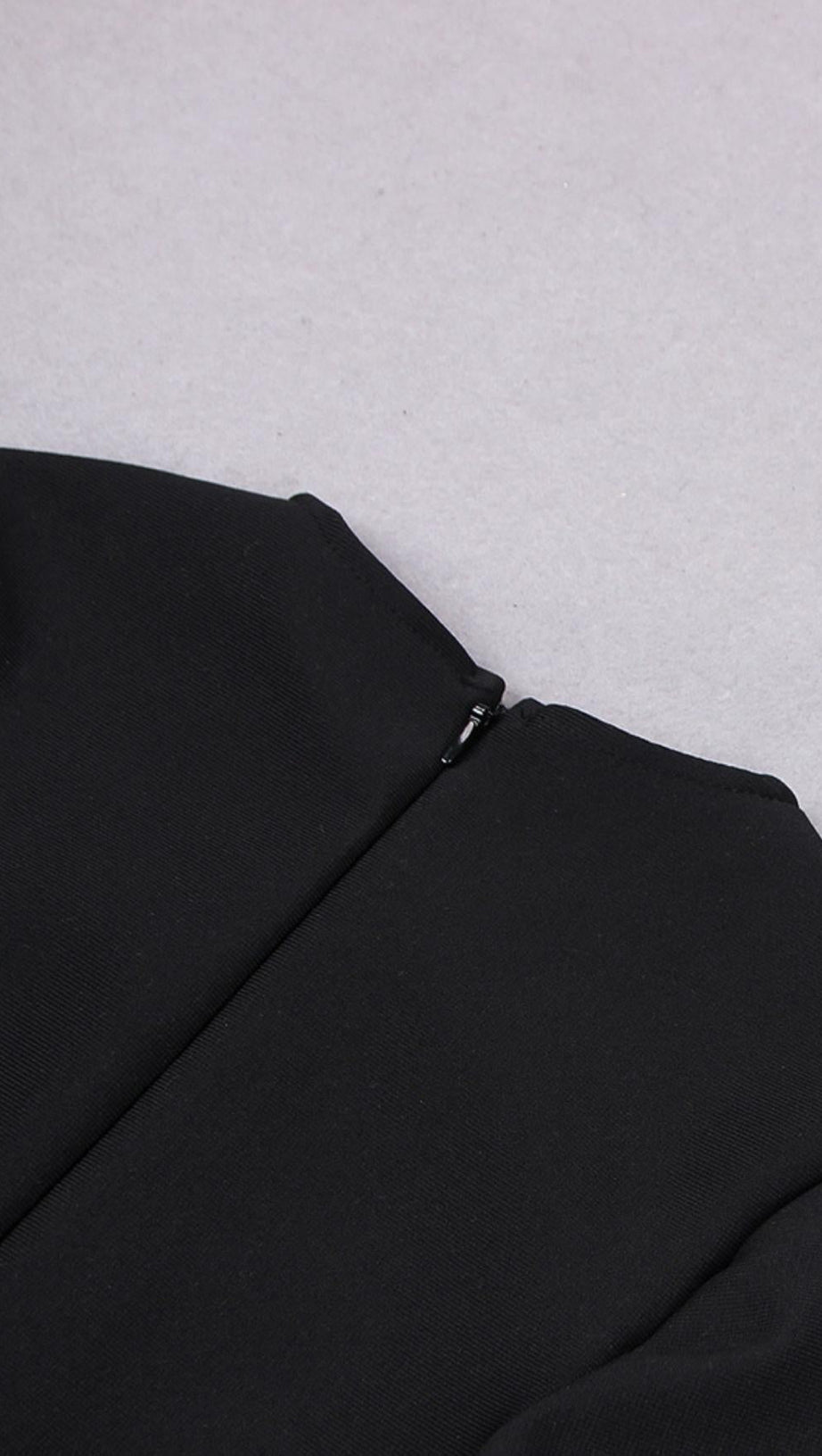 FLOWER LONG SLEEVE MINI BANDAGE DRESS IN BLACK