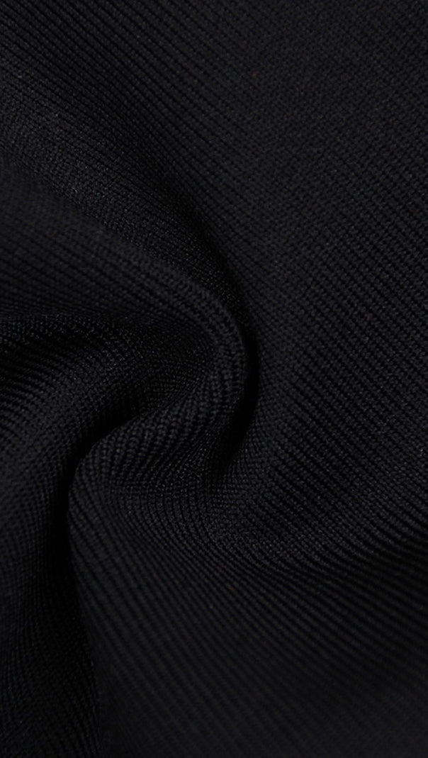 BLUMEN LANGARM MINI BANDAGE KLEID IN SCHWARZ