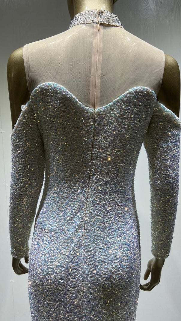 AIIZIE SEQUIN MINI DRESS IN SILVER - product image