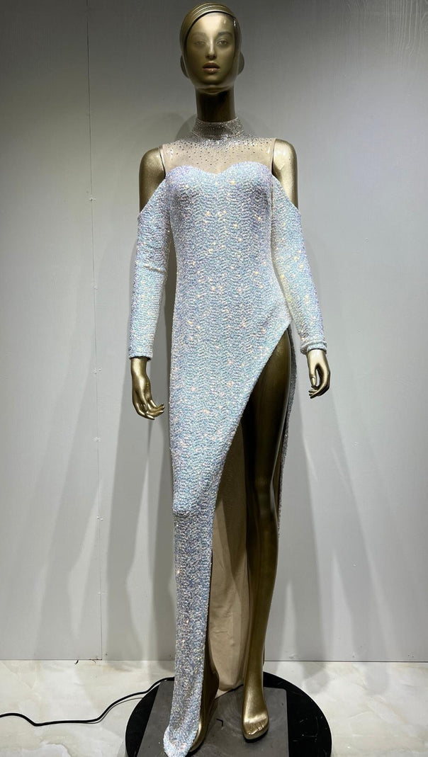 AIIZIE SEQUIN MINI DRESS IN SILVER - product image
