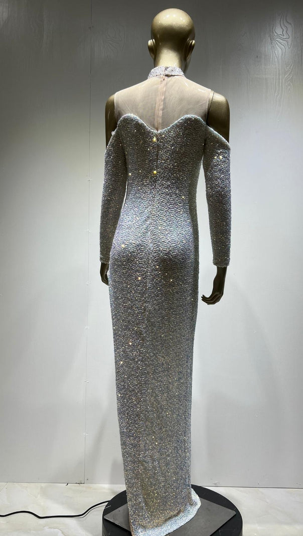 AIIZIE SEQUIN MINI DRESS IN SILVER - product image