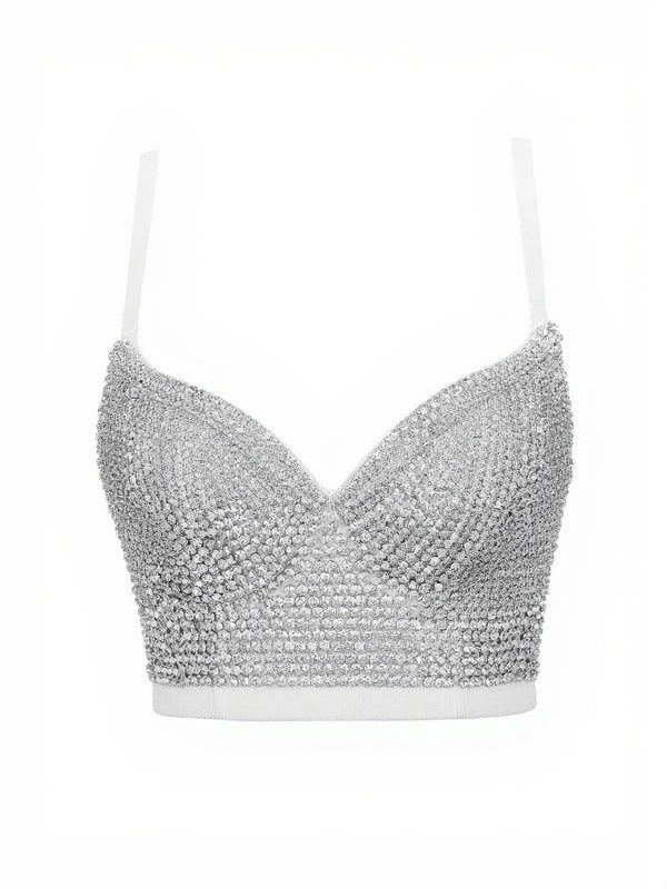 BRIANNA CRYSTAL BUSTIER TOP IN WHITE