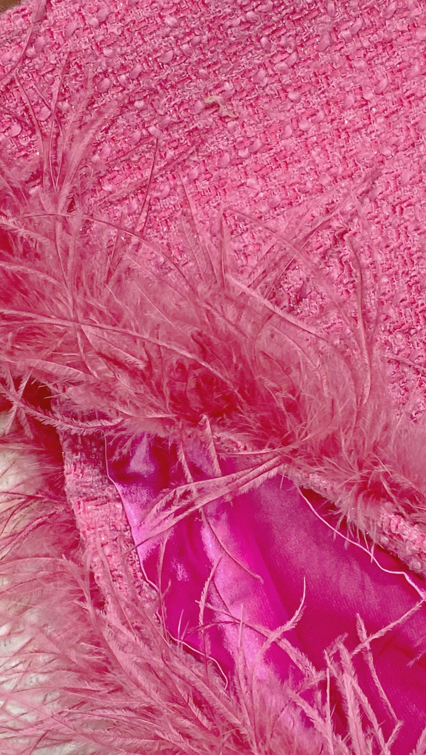 MINI ABITO CON PIUME DI CRISTALLO TAGLIATE IN ROSA SCURO