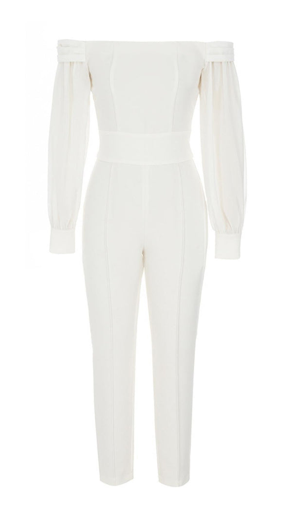 AIIZIE STRAPLESS LONG SLEEVES JUMPSUIT IN WHITE - product image