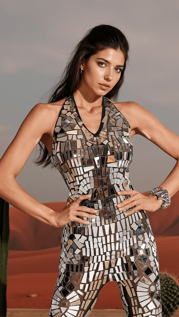 AIIZIE ABRAM HALTERNECK ACRYLIC EMBELLISHED JUMPSUIT - product image
