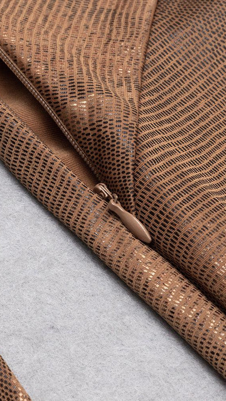 LONG SLEEVES V NECK MIDI DRESS