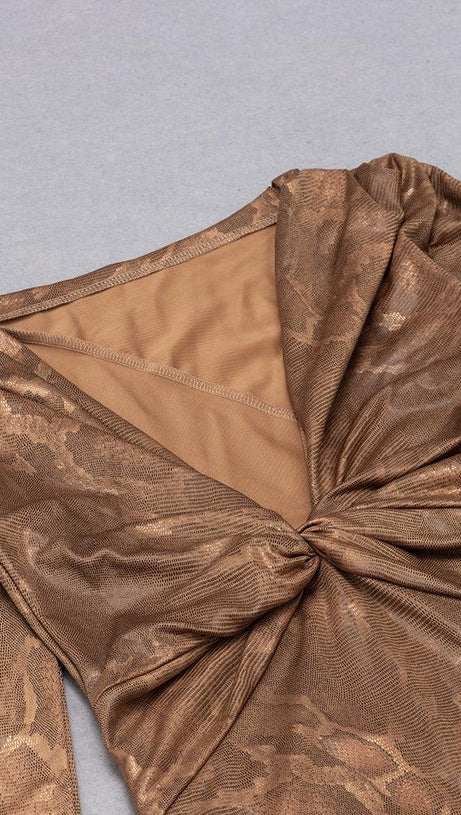 LONG SLEEVES V NECK MIDI DRESS