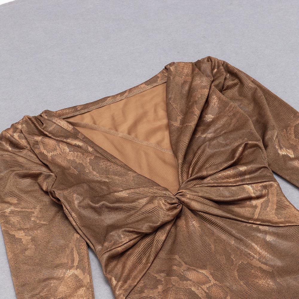 AIIZIE LONG SLEEVES V NECK MIDI DRESS - product image