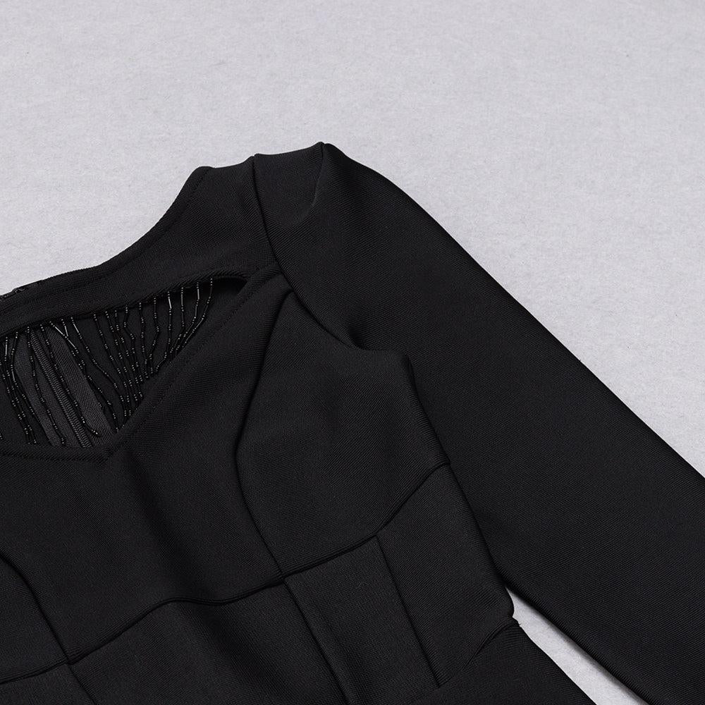 AIIZIE CUT OUT LONG SLEEVES MIDI DRESS IN BLACK - product image