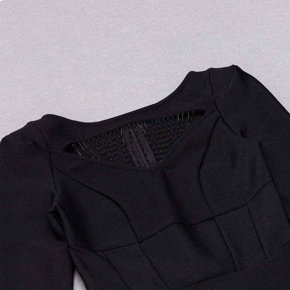 AIIZIE CUT OUT LONG SLEEVES MIDI DRESS IN BLACK - product image