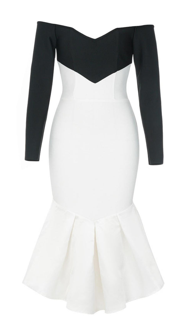 AIIZIE SPLICING LONG SLEEVES MIDI DRESS - product image