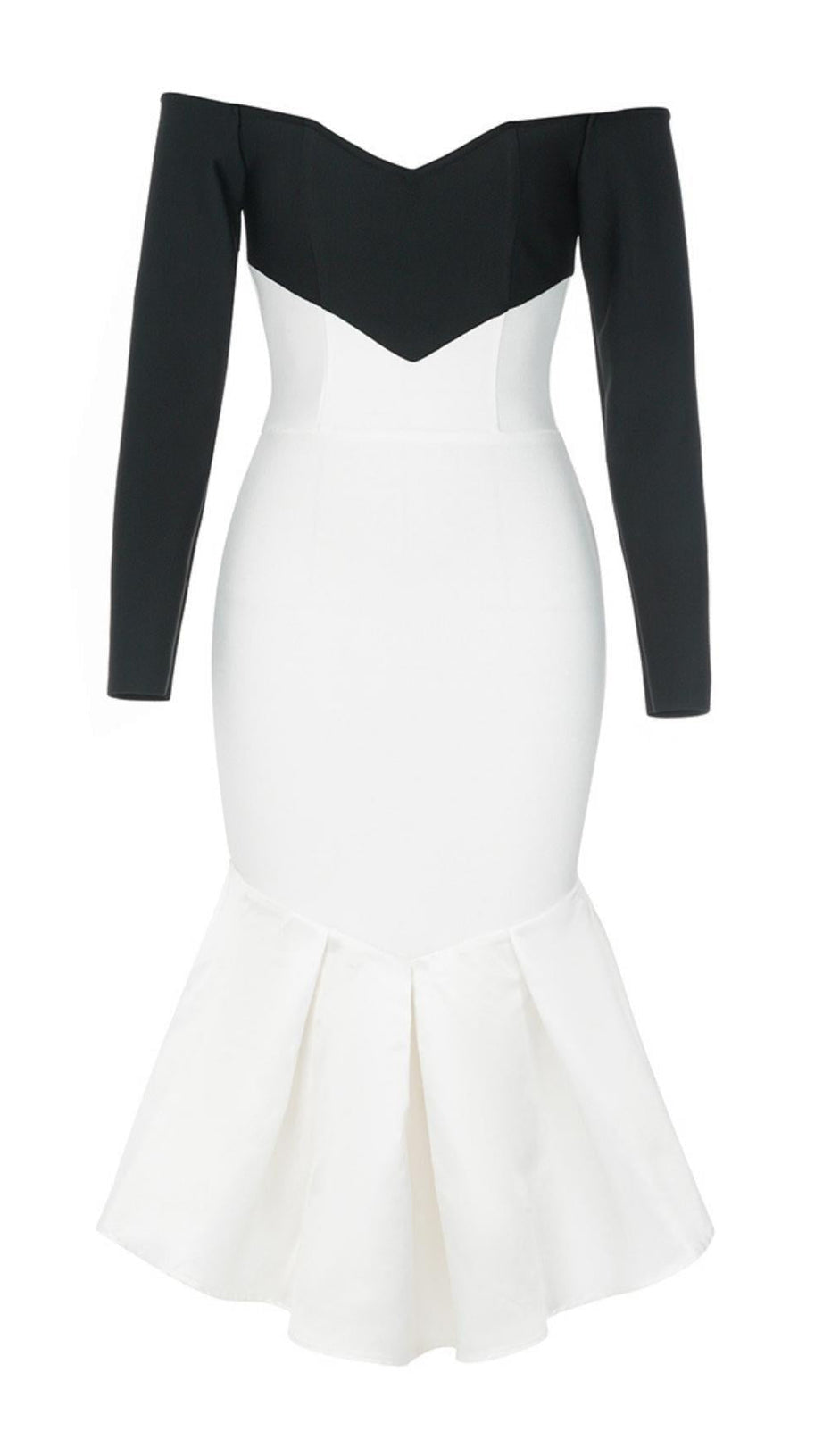 SPLICING LONG SLEEVES MIDI DRESS