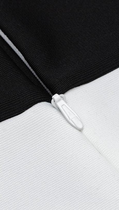 SPLICING LONG SLEEVES MIDI DRESS