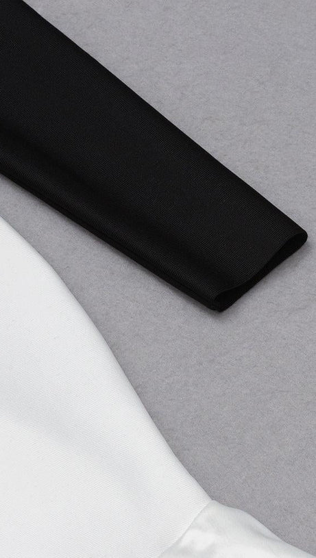 SPLICING LONG SLEEVES MIDI DRESS