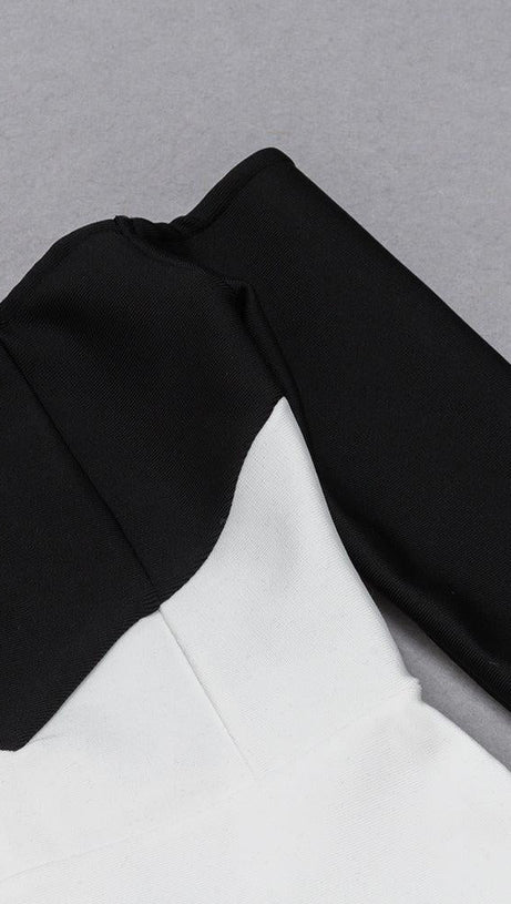 SPLICING LONG SLEEVES MIDI DRESS