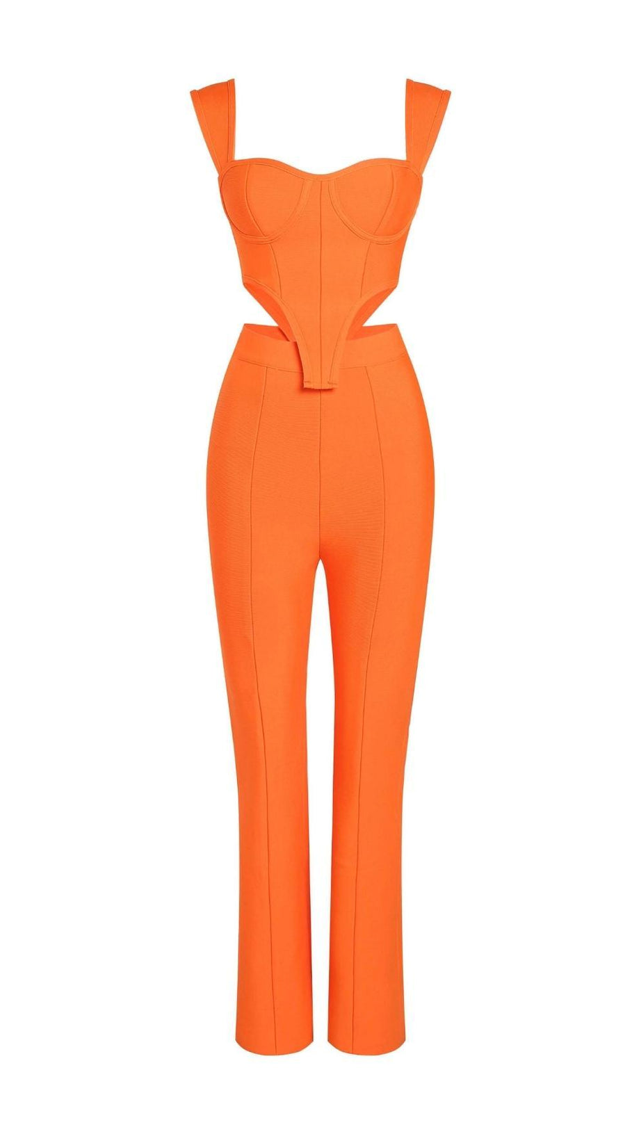 BANDAGE CUT OUT TWO PIECE SET IN ORANGE
