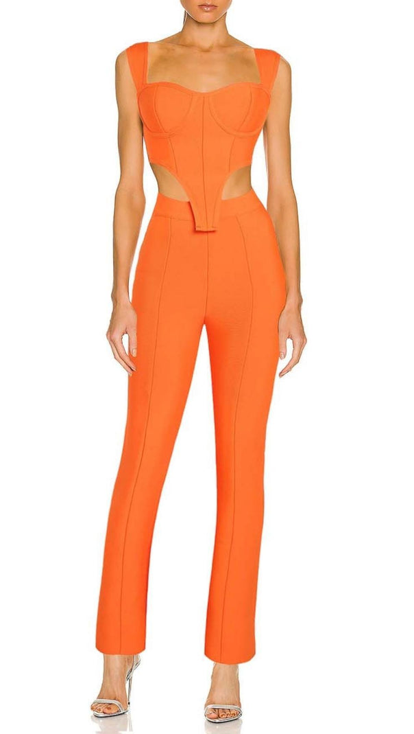 AIIZIE BANDAGE CUT OUT TWO PIECE SET IN ORANGE - product image
