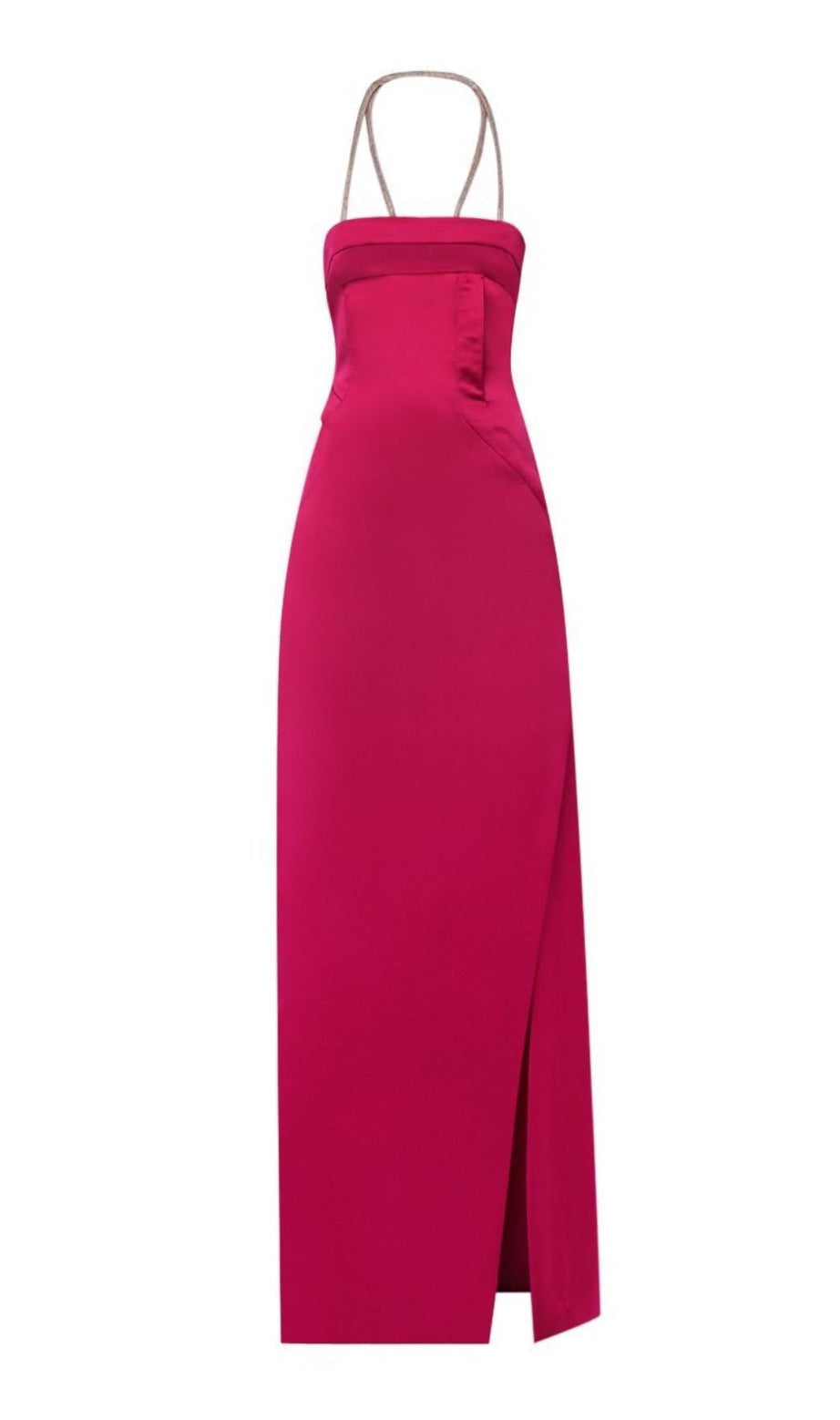 TRÄGERLOSES MAXIKLEID MIT NECKHOLDER IN ROSA
