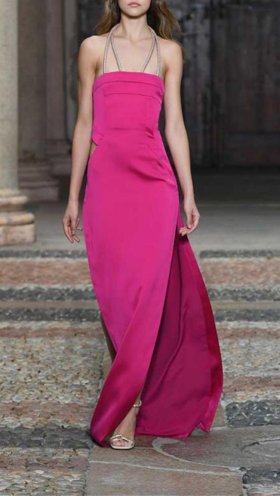 HALTER STRAPLESS MAXI DRESS IN PINK