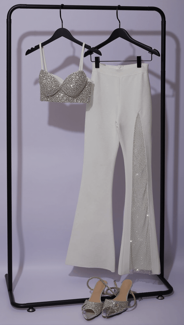 AIIZIE BRIANNA CRYSTAL BUSTIER TOP IN WHITE - product image