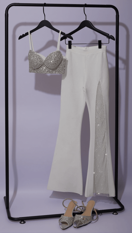 BRIANNA CRYSTAL BUSTIER TOP IN WHITE