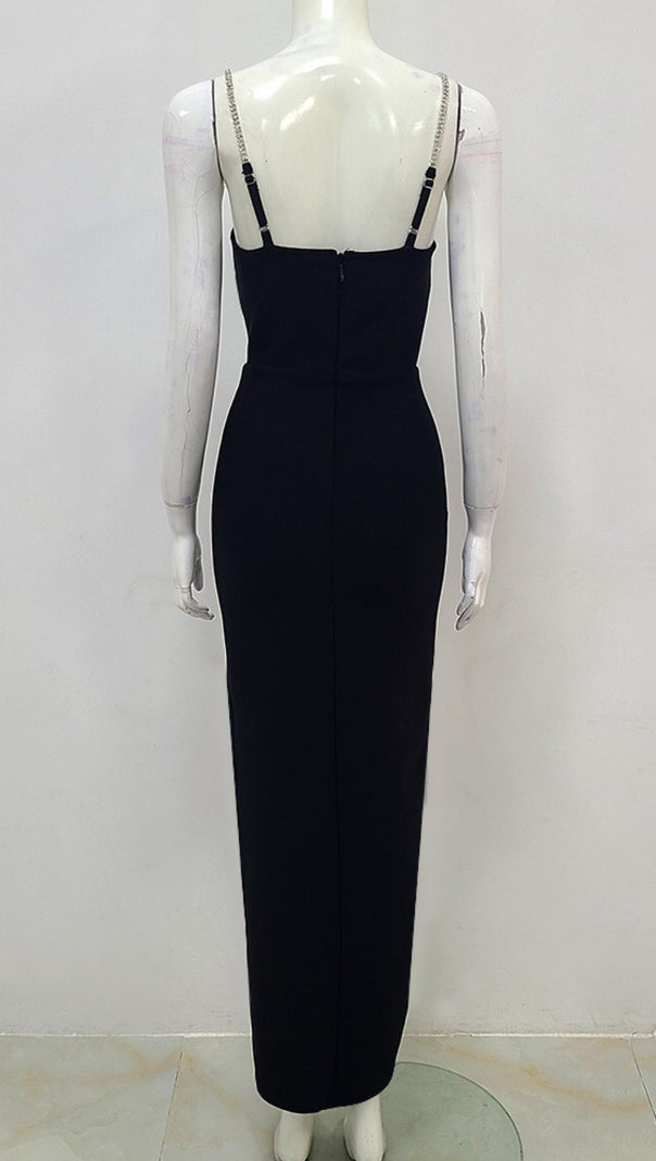 AIIZIE V NECK MAXI DRESS IN BLACK - product image
