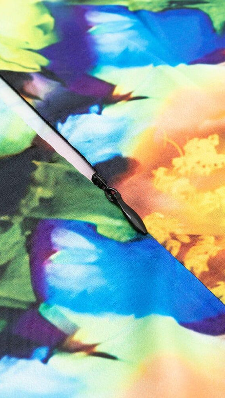 LARGE SIZE PRINT-FLORAL HALTERNECK SLIM BACKLESS MAXI DRESS