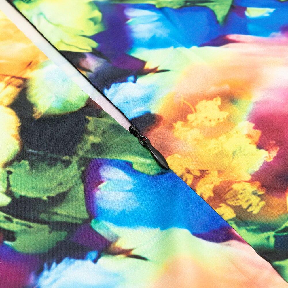 ABITO LUNGO SCOLLO ALTO CON SCHIENA SENZA COLLO, STAMPA FLOREALE, TAGLIA GRANDE