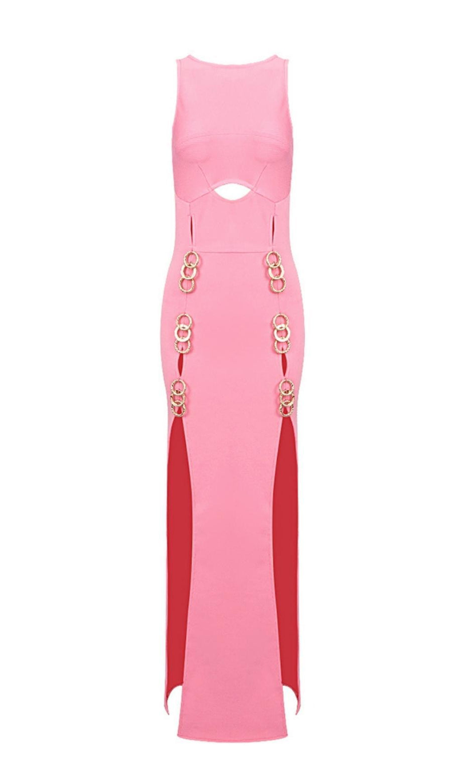 STRAPLESS CUT OUT MAXI DRESS IN PINK
