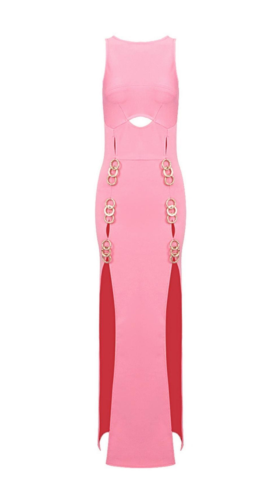 STRAPLESS CUT OUT MAXI DRESS IN PINK