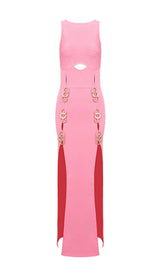 STRAPLESS CUT OUT MAXI DRESS IN PINK