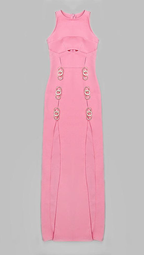 STRAPLESS CUT OUT MAXI DRESS IN PINK