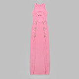 STRAPLESS CUT OUT MAXI DRESS IN PINK