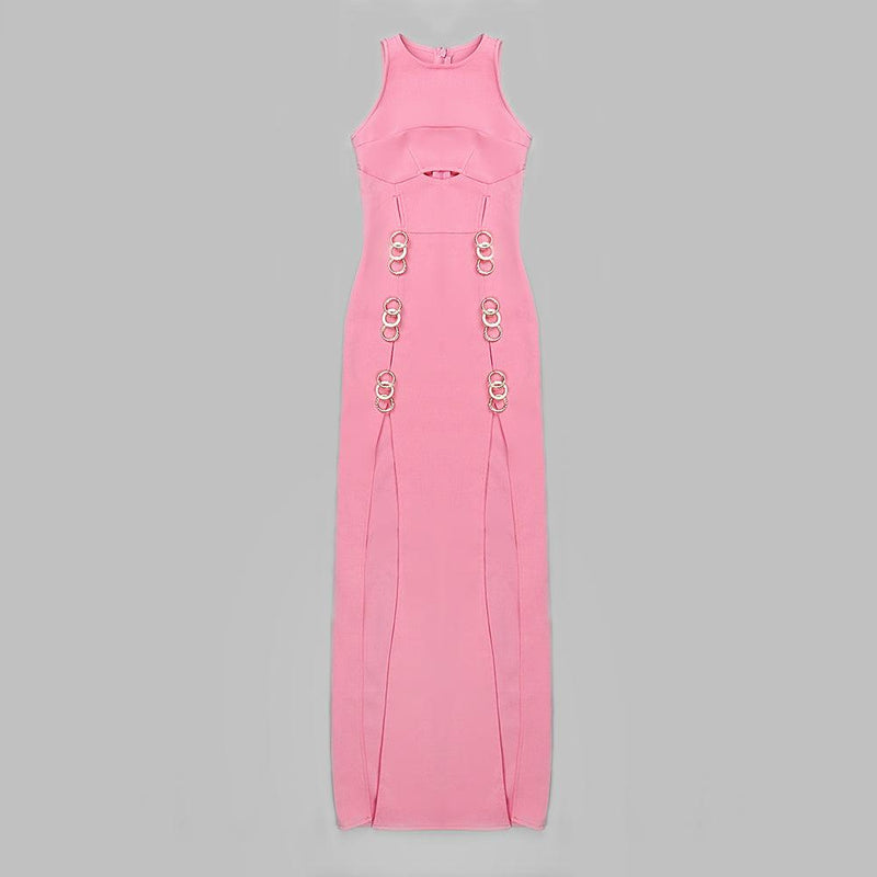 STRAPLESS CUT OUT MAXI DRESS IN PINK