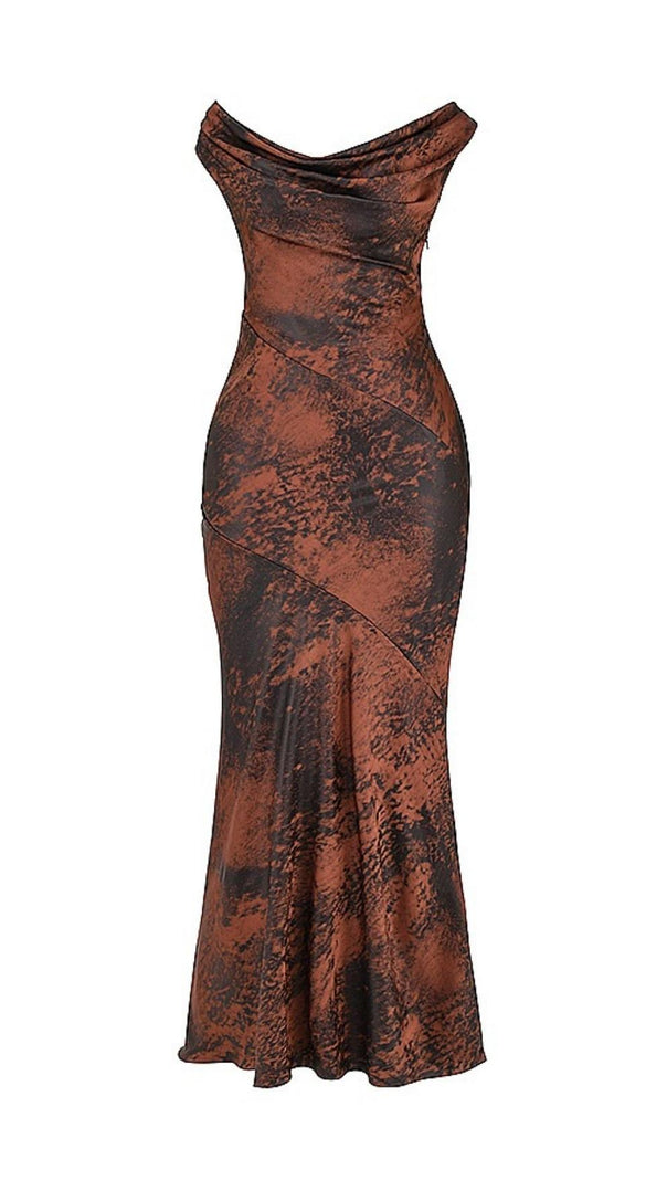 AIIZIE STRAPLESS RUCHED MAXI DRESS IN ANTIQUE COPPER - product image