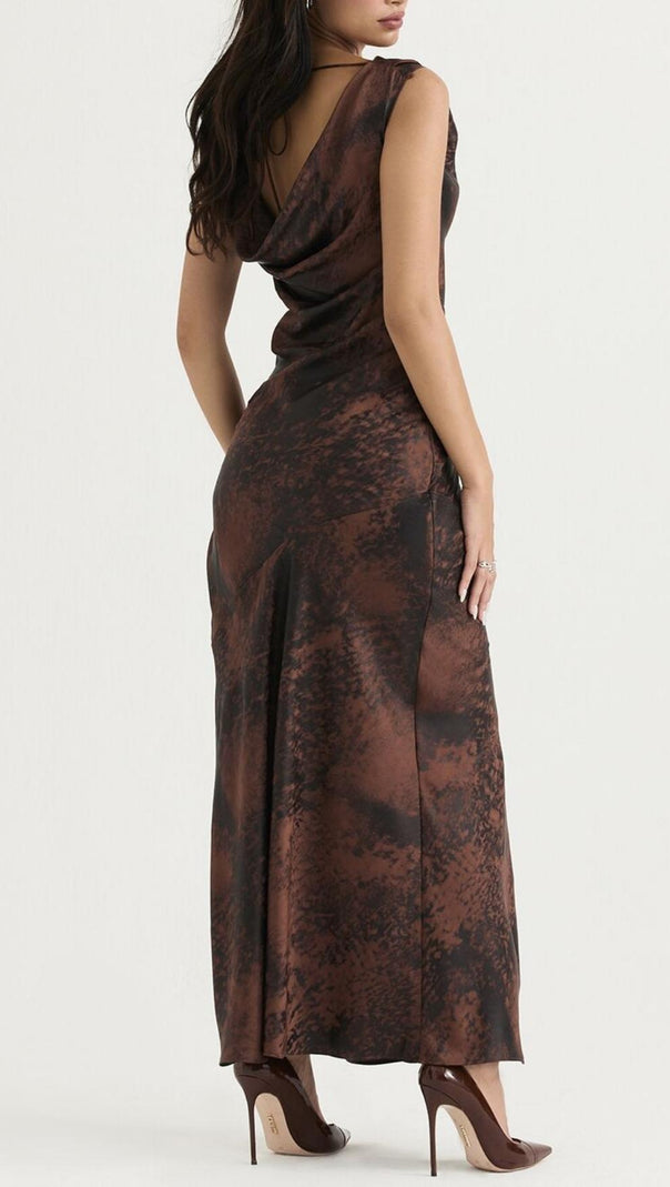 AIIZIE STRAPLESS RUCHED MAXI DRESS IN ANTIQUE COPPER - product image