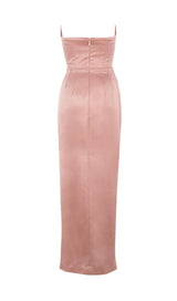 STRAPLESS BODYCON RUCHED MAXI DRESS