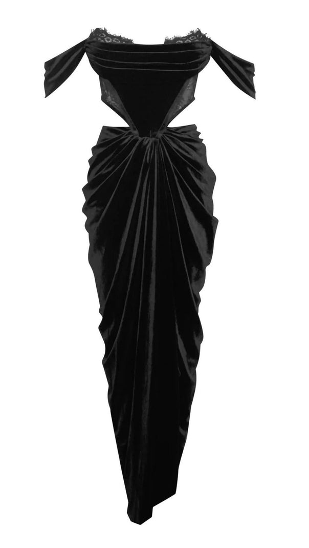 AIIZIE LACE STRAPLESS MAXI DRESS IN BLACK - product image