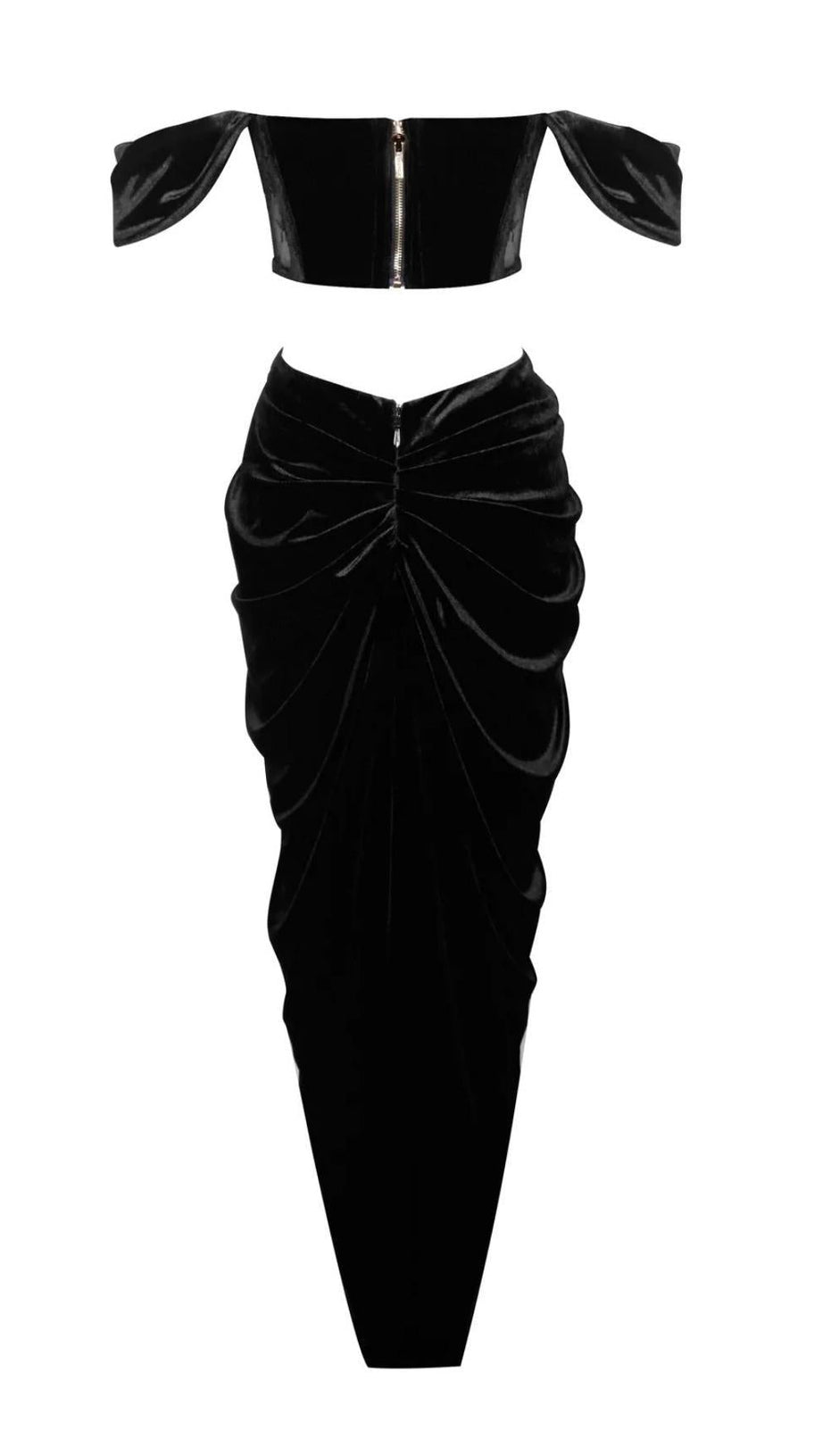 LACE STRAPLESS MAXI DRESS IN BLACK