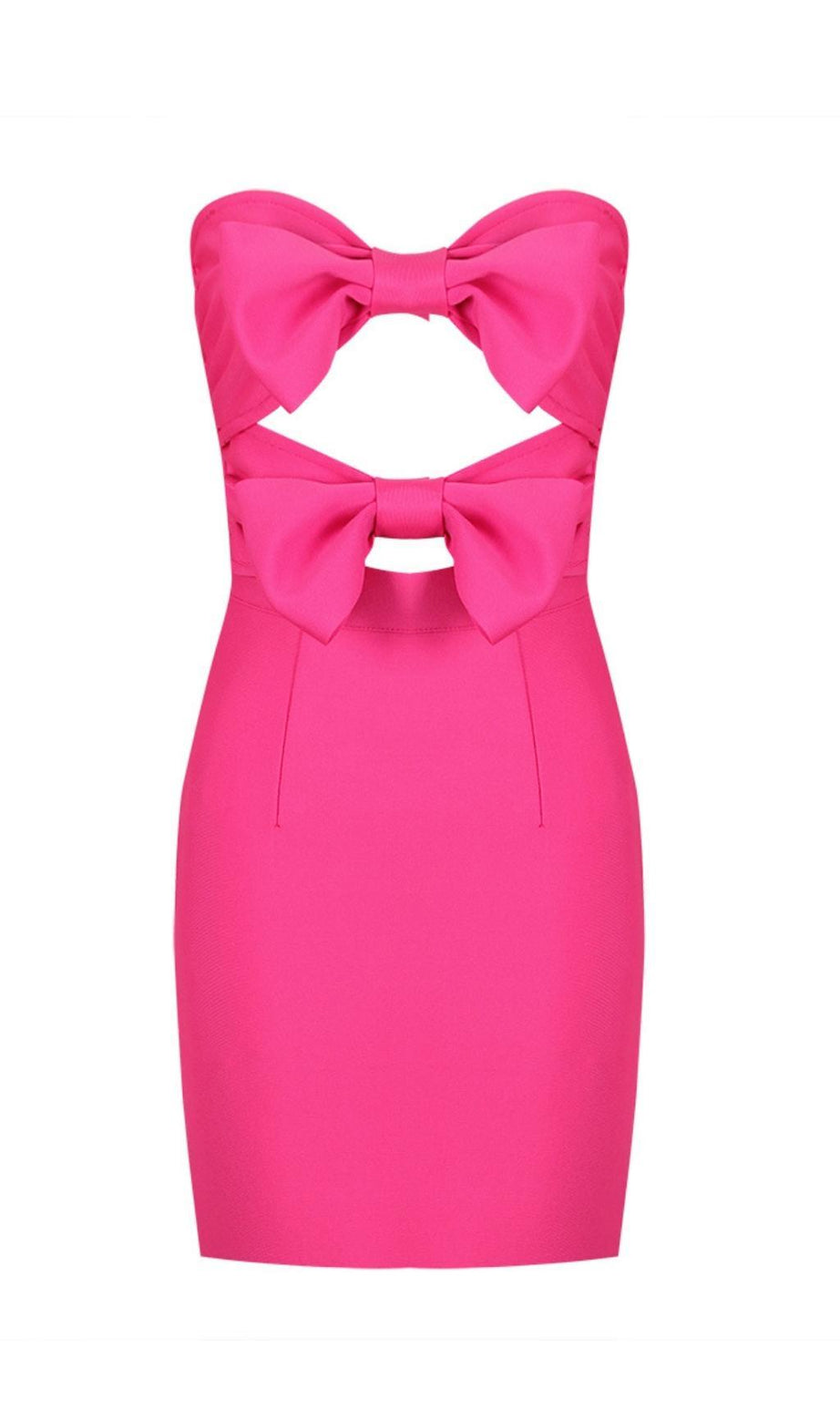MINIKLEID MIT AUSSCHNITT UND TRÄGERN IN ROSA