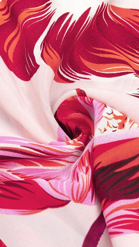 LARGE SIZE BACKLESS V SUSPENDER PRINT LOOSE MIDI DRESS