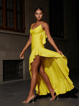 Petal Backless Maxi Dress In Yellow