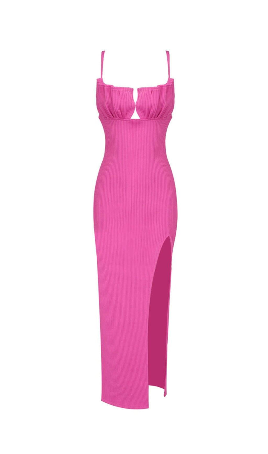 ABITO IN MAGLIA SENZA SPACCO E CONCHIGLIE SUL SENO ROSA