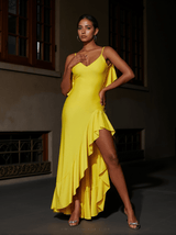 Petal Backless Maxi Dress In Yellow