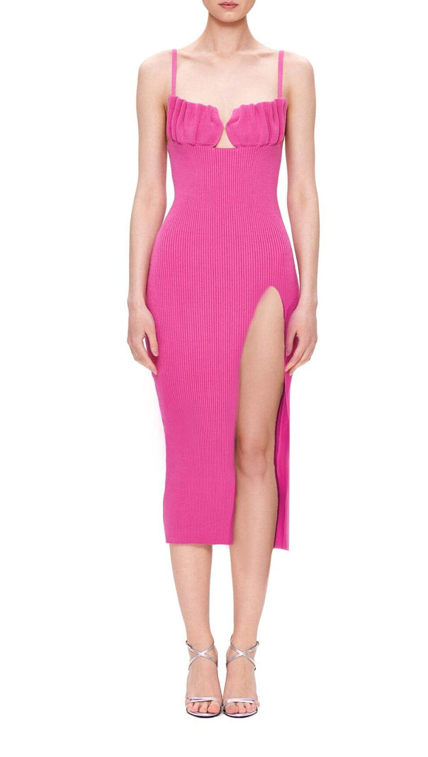 AIIZIE KNIT DRESS WITHOUT SLIT AND SEASHELLS BREAST PINK - product image