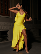 Petal Backless Maxi Dress In Yellow